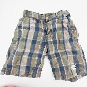 Kids Timberland Plaid Cotton Shorts Elastic Waist Button Zip Size 4T Y2K